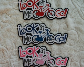 Look at Me BIKE Die Cut Title - You Choose Color - Title Paper Piece for Scrapbook Pages - SSFF