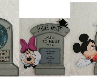DISNEY Haunted Mansion Tombstones w/ Characters - Printed Scrapbook Page Paper Piecings - SSFF