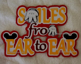 Disney Smiles from Ear to Ear Die Cut Title - Scrapbook Page Paper Piece Piecing - SSFF