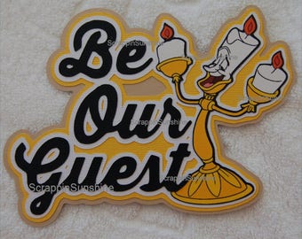 DISNEY Be Our Guest Dining Die Cut Title w/ Printed Lumiere Candlestick - SSFF