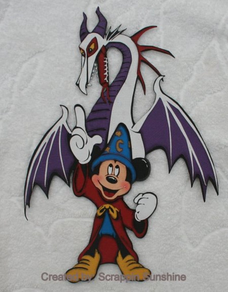 SSFF DISNEY Fantasmic Mickey w Dragon Paper Piecing for Scrapbook Pages