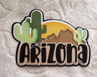Arizona Die Cut Title - Travel Scrapbook Page Paper Piece Piecing
