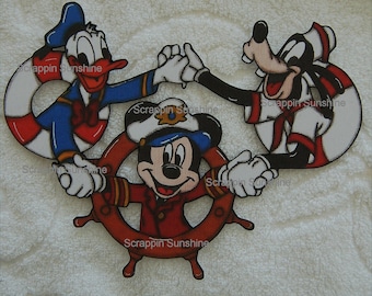 DISNEY Cruise Trio Mickey Goofy Donald - Printed Scrapbook Page Paper Piece - SSFF
