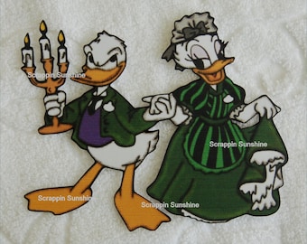 DISNEY Halloween Haunted Mansion Donald & Daisy Printed Scrapbook Page Paper Piece - SSFF