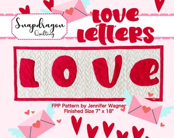 Patrón de colcha de letras de amor para colgar en la pared (Descarga en PDF)
