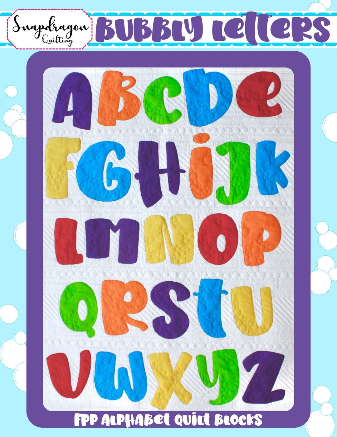 Alphabet Quilt Block Pattern Set FPP - PDF Download - Bubbly Letters - Etsy
