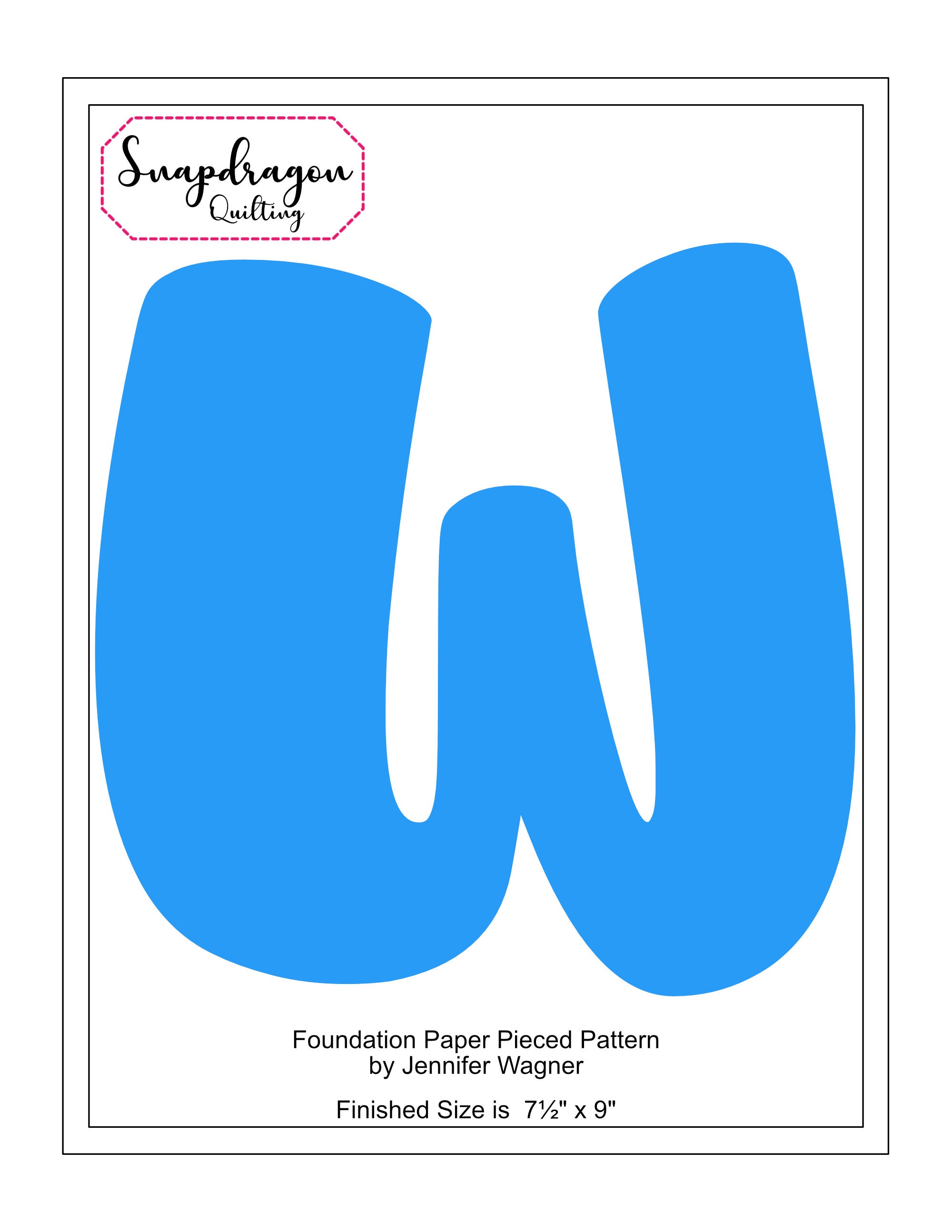 Alphabet Quilt Block Pattern PDF Download Bubbly Letter W - Etsy