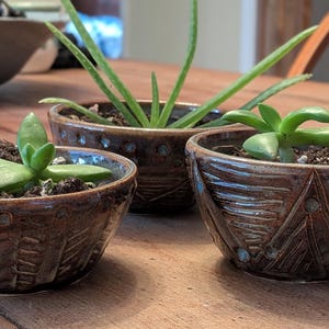 Handmade Pottery Succulent Planter, Handcrafted Ceramic Small Plant Pot, Mini Earthy Glazed Succulent Pot