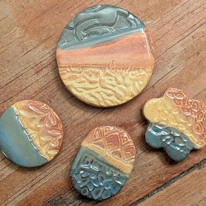 Ceramic Magnet Bundles, Pottery Magnets for Refrigerator, Colorful Accent Patchwork Magnets