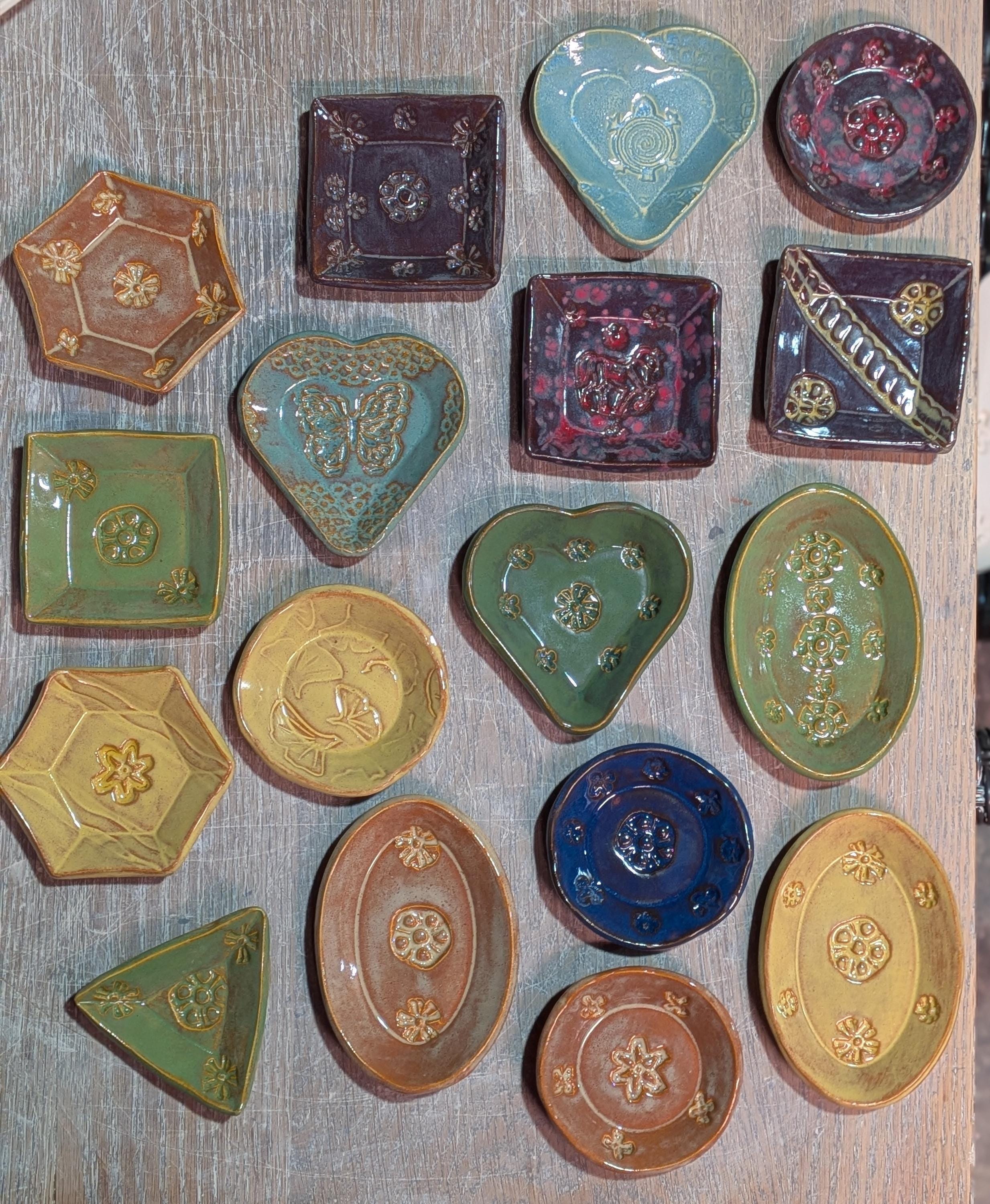 Handmade Colorful Ceramic Ring Dish, Handcrafted Pottery Jewelry Dish