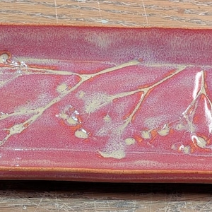 Handcrafted by me ceramic pink floral jewelry dish, pink floral ceramic jewelry tray, pottery babys breath dish,  ceramic jewelry holder