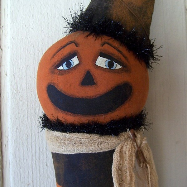 Primitive Halloween Jackolantern Witch Stocking Art Doll Door Greeter Hanging ofg, hafair, faap