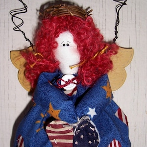Primitive Americana Garden Angel Art Doll Flag Cinnamon Scented Potpourri Air Freshener FREE USA Shipping