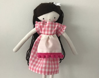 Handmade rag doll,embroidered doll, softie doll, stuffed doll, gift baby ooak cloth art rag doll, heirloomdoll, nursery. decokids, kidsroom