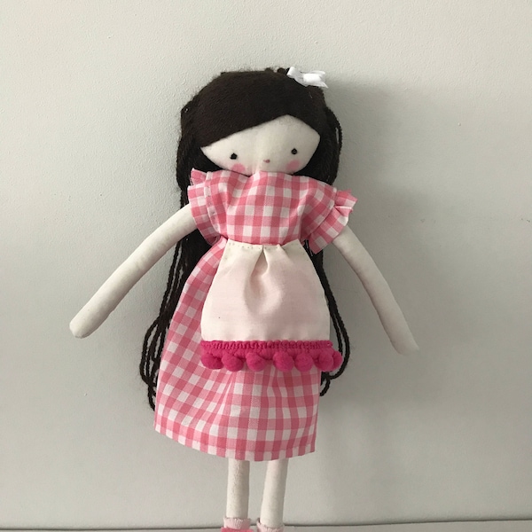 Handmade rag doll,embroidered doll, softie doll, stuffed doll, gift baby ooak cloth art rag doll, heirloomdoll, nursery. decokids, kidsroom