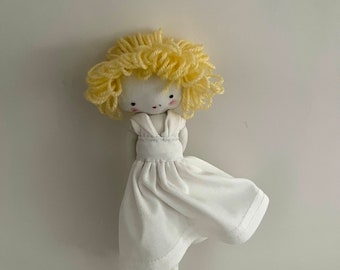 Marilyn Monroe handmade rag doll, size pocket,soft toy, cloth doll heirloomdoll, poupee, icon doll, handmade toy, blonde