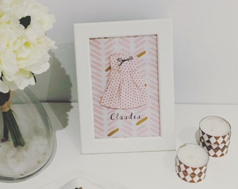 ballerina dress wall art, clothes doll kids deco, nursery, frame personalized, wall art girls room, decokids, girlnurseryinspo