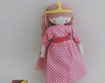 Princesa Chicle, muñeca de tela, icono animación, tamaño bolsillo,  hecho a mano, decoración, hora de aventuras, muñeca de tela