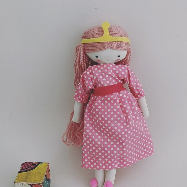 Princesa Chicle, muñeca de tela, icono animación, tamaño bolsillo,  hecho a mano, decoración, hora de aventuras, muñeca de tela