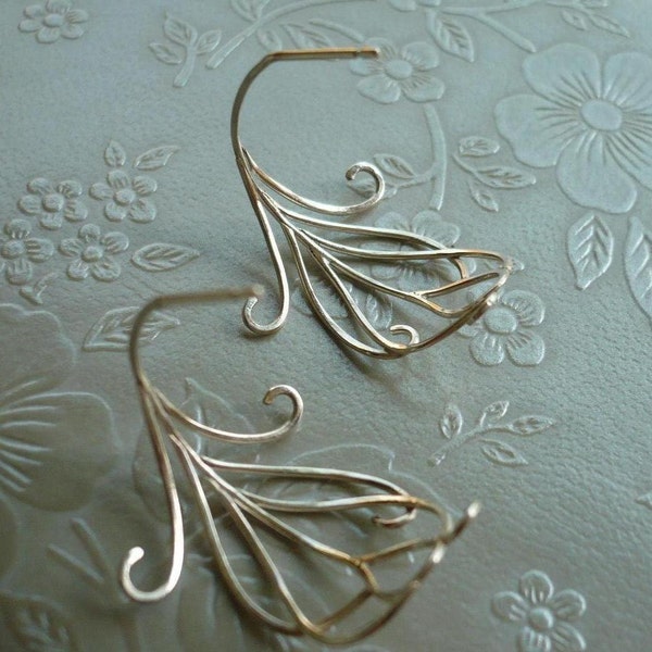 Peacock Feather Hoops. Sterling Silver Stud Earrings by Kirsty O'Donnell