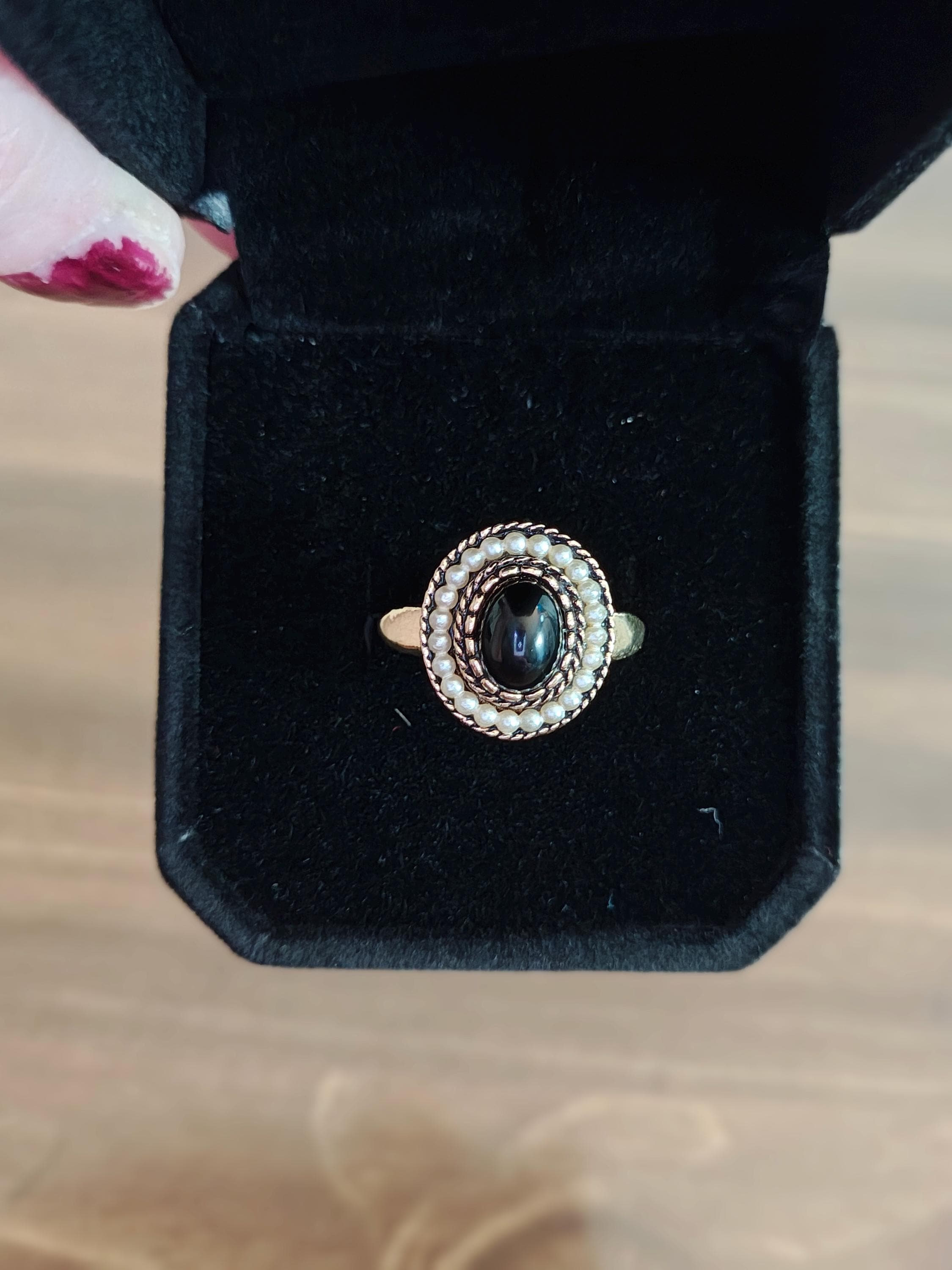 70s Black Onyx Ring - Etsy
