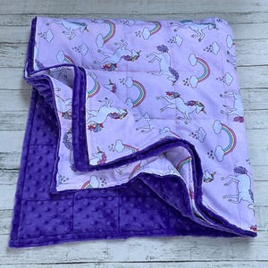 Kids Weighted Blanket | Unicorn Rainbows | Sensory Blanket | Glass Beads