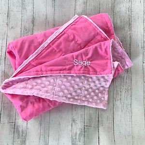 Personalized Weighted Blanket, Cotton Minky, Custom Embroidery, Kids and Adults, Glass Beads