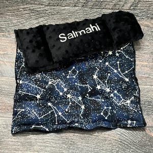 Weighted Lap Blanket, Minky Backing, Glow in the dark Constellations
