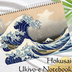 Hokusai Katsushika, Ukiyo-e Spiral notebook, The Great Wave off Kanagawa, Japanese Art Notebook, Japanese Art Notepad,For Japanese Art Lover