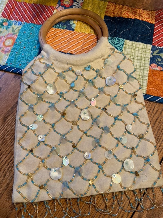 Sweet Vintage Purse with Beads Sequins Shells and 