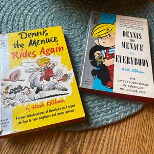 Two Slightly Shabby Vintage 1950s Paperback Dennis the Menace Books 25 Cents by Hank Ketcham AS IS