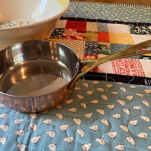 Charming Little Vintage Copper and Brass Cooking Pan for Display