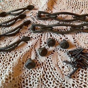 Lot of 10 Vintage Matching Metal Drawer Pulls and Knobs