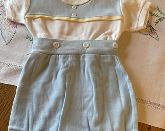 Vintage Cotton Knit Baby Boy Romper