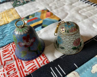 Two Lovely Vintage Small Cloisonne Hangable Bells