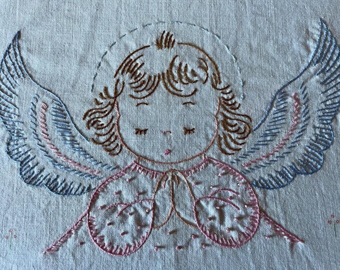 Angel Panel Vintage Unfinished Embroidered Angel Panel Lord's Prayer 48x34 - Etsy