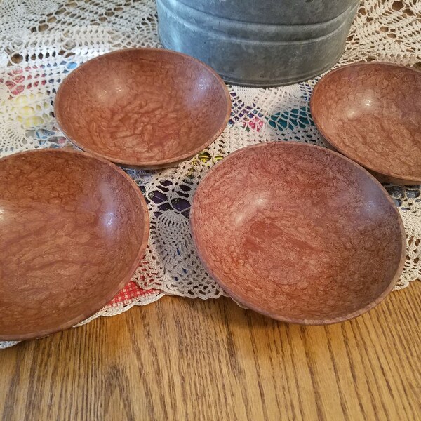 Four Vintage Brown Melamine Type Bowls Made by Kys Ite