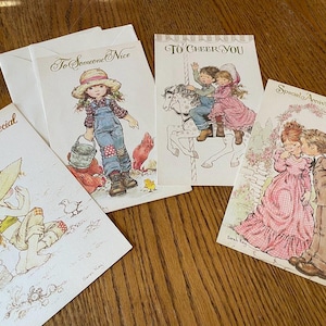 Lot of 4 Large Unused Vintage Greeting Cards Anniversary Get Well Cheer SARAH KAY
