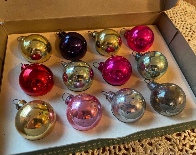 Complete Box of Vintage Glass Shiny Brite Round Miniature Ornaments Etsy