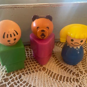 Three Sweet Vintage 1989 Larger Sized Fisher Price Little People