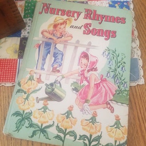 Sweet and Slightly Shabby Vintage 1944 Hardcover Nursery Rhymes Illustrated by Corinne Malvern