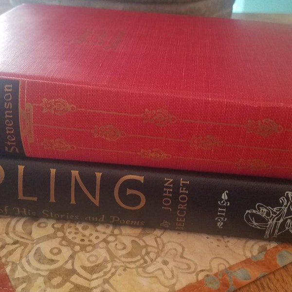 Two Vintage Classic Books by Rudyard Kipling and Robert Louis Stevenson