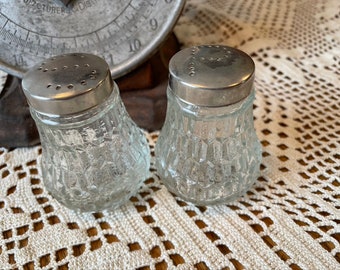 Pair of Clear Cut Glass Salt and Pepper Shakers