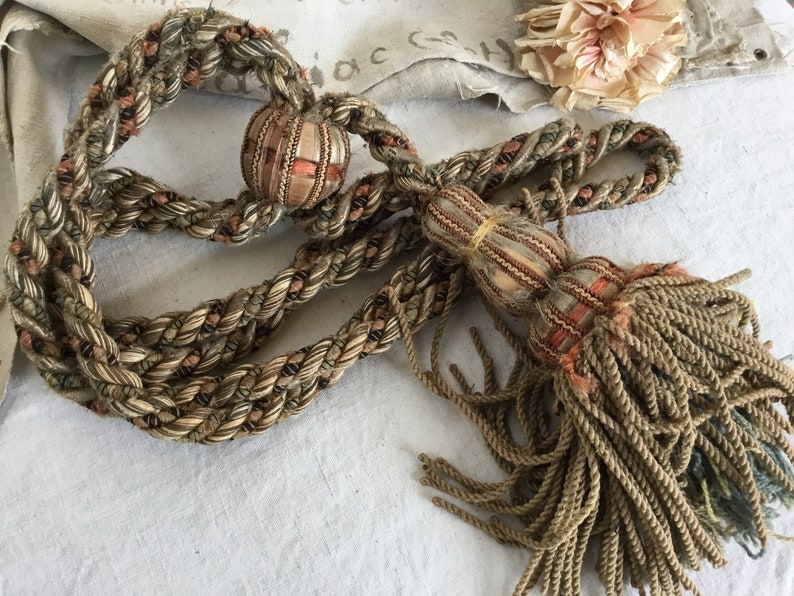 Large Antique French Wool Tassle Tie Back Curtain Drape Hold Etsy