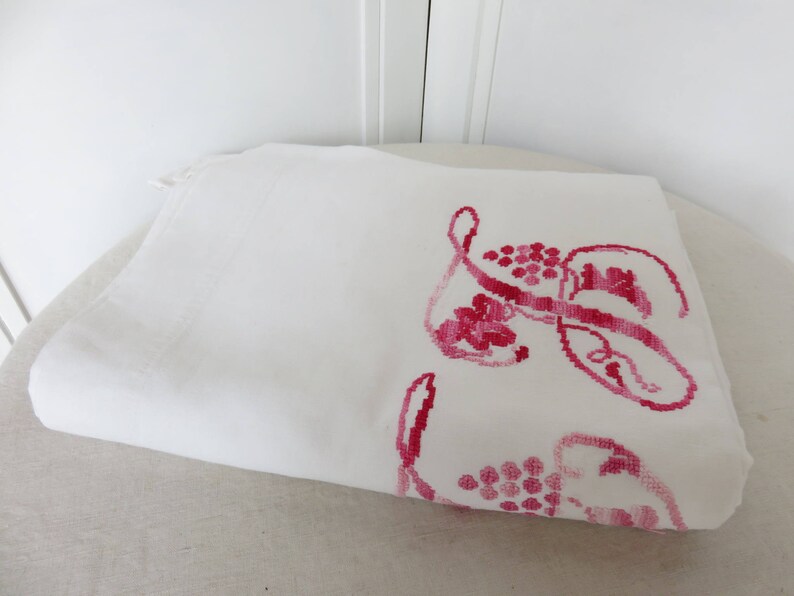 Vintage French Metis Sheet Large Embroidered Monogram L D Etsy