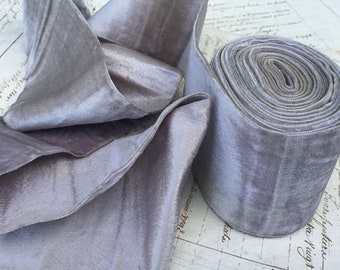 3 meters 40cm Vintage French Velvet Ribbon Soft Lilac Dove Grey Costume Sewing Craft