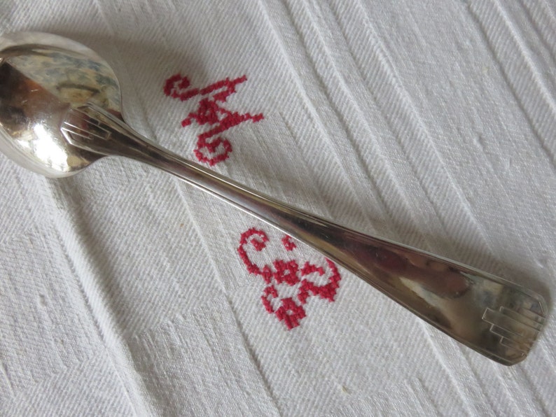 French Vintage Silver Plate Flatware Ten Vintage Silver Plated Dinner Spoons French Antique Silverware Vintage Dining 1920/'s Paris Chic