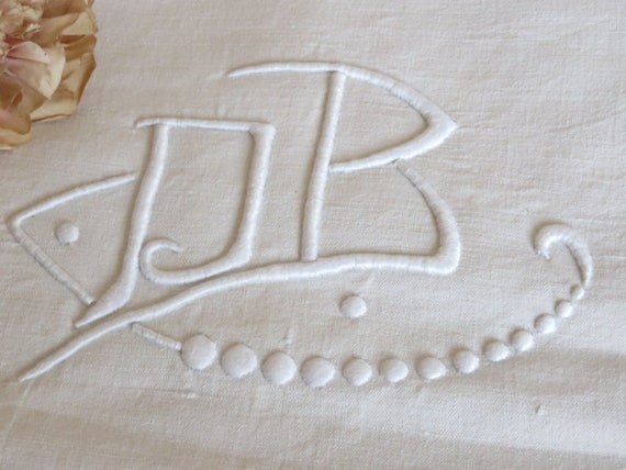 Large Vintage French Linen Metis Sheet D B Monogram 1920s Etsy