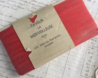 Vintage French Ribbon 100 metres New Old Stock Haberdashery 1930s Rayon Sewing Dolls Costume Craft Display