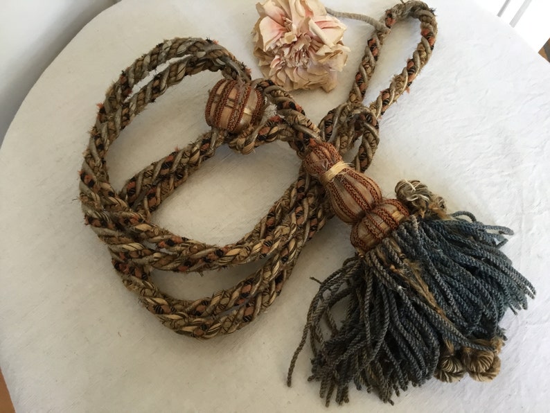 Large Antique French Wool Tassle Tie Back Curtain Drape Hold Etsy